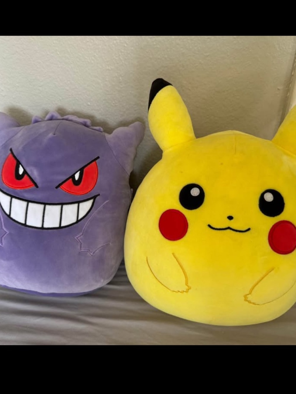 Pikachu & Gengar Plush Toy Set - Yellow and Purple